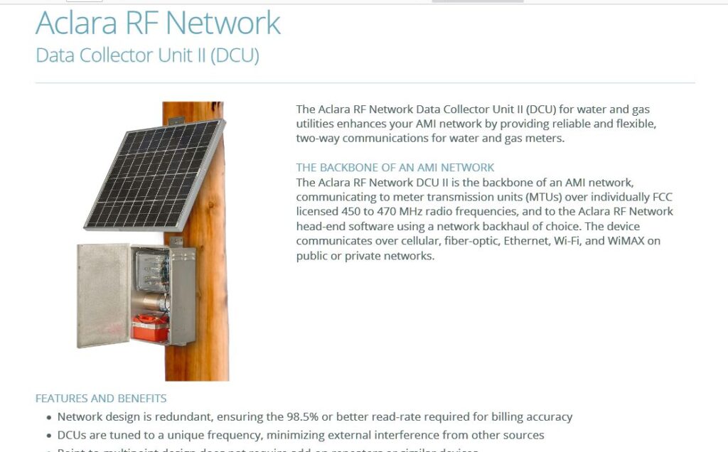 Aclara DCU (data collection unit) for smart water meters in its Star Network